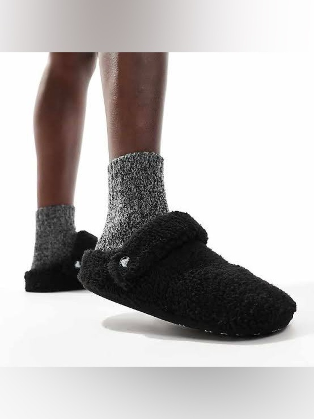 Crocs Classic Cozzzy Slippers Black Size 8 NWT – Fuzzy Faux Shearling